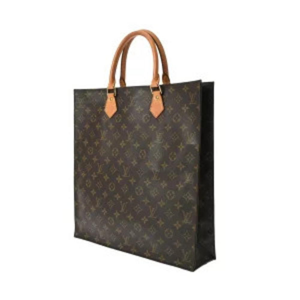 Louis Vuitton Monogram Bag Brown Tote Canvas Plat Sac